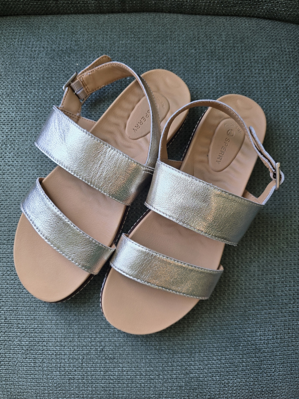 Sperry Waveside Metallic Silver Leather Sandals Women’s 8.5